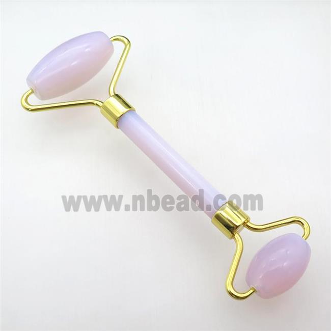 pink Opalite Roller GuaSha Massage Tools, gold plated