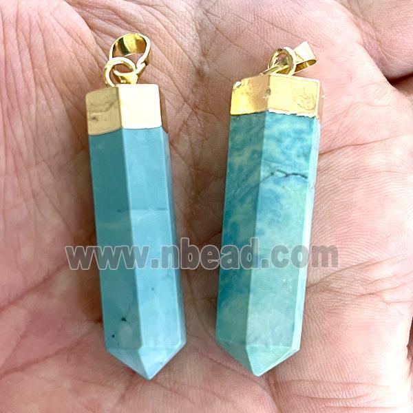 Magnesite Turquoise bullet pendant, gold plated