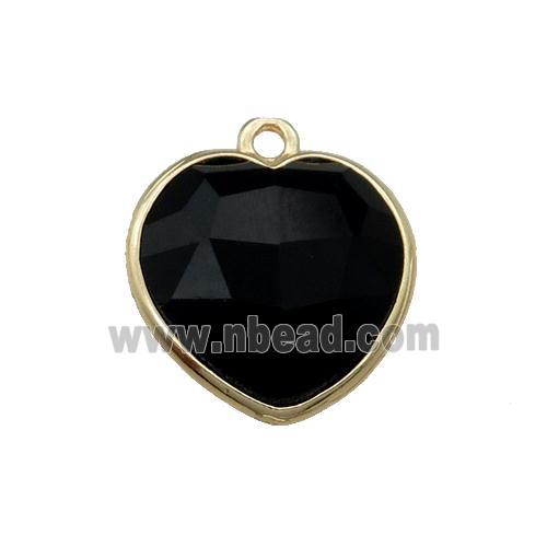 black Glass heart pendant, gold plated