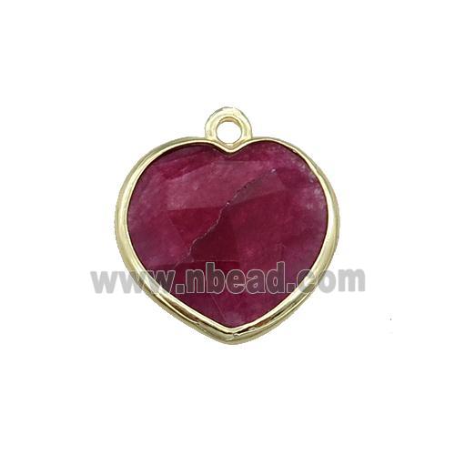 red Jade heart pendant, dye, gold plated