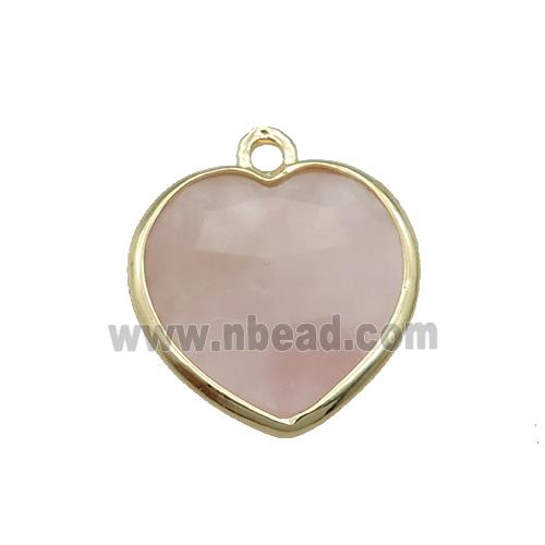 pink Rose Quartz heart pendant, gold plated