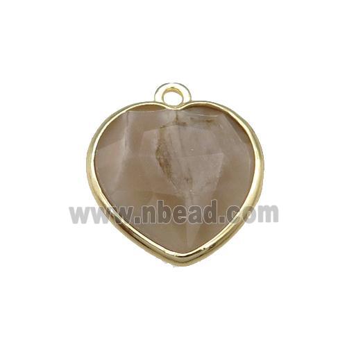 gray Moonstone heart pendant, gold plated