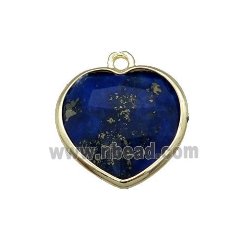 blue Lapis Lazuli heart pendant, gold plated