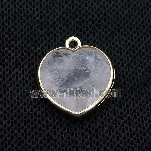 Clear Quartz heart pendant, gold plated