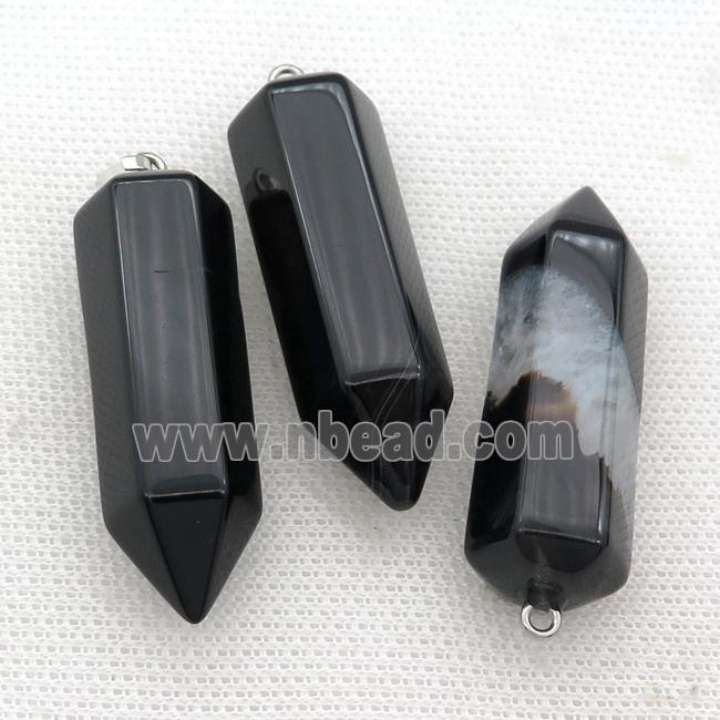 black Agate bullet pendant
