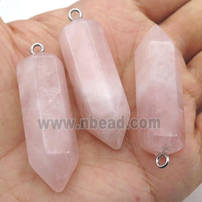 pink Rose Quartz bullet pendant