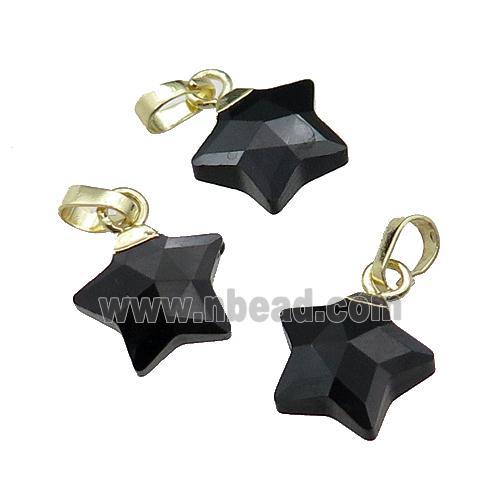 black Onyx Agate star pendant, gold plated