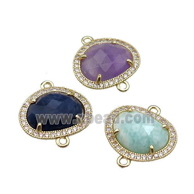 mix Gemstone teardrop connector gold plated