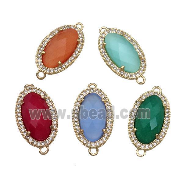 Mixed Gemstone Connector Oval Gold Plated