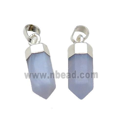Blue Lace Agate Bullet Pendant Silver Plated