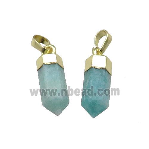 Green Amazonite Bullet Pendant Gold Plated