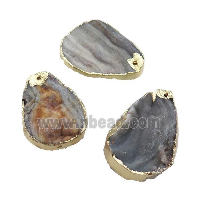 Agate Druzy Slice Pendant Gold Plated
