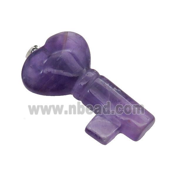 Purple Amethyst Key Pendant