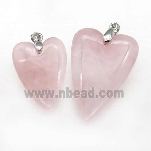 Pink Rose Quartz Heart Pendant
