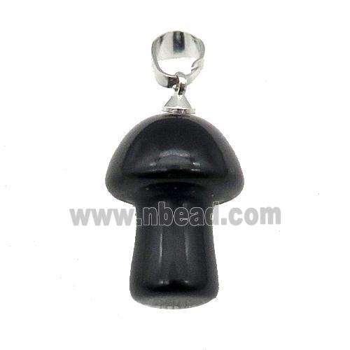 Black Obsidian Mushroom Pendant