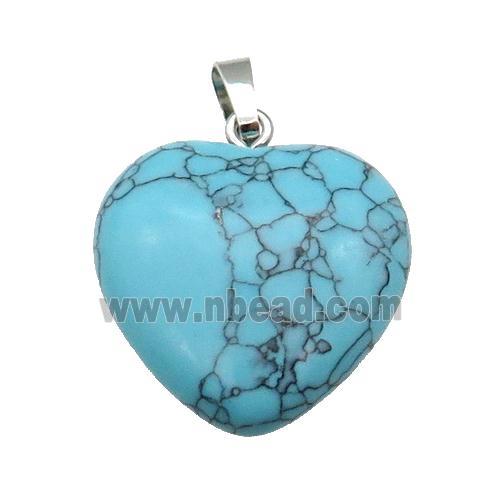 Synthetic Blue Turquoise Heart Pendant
