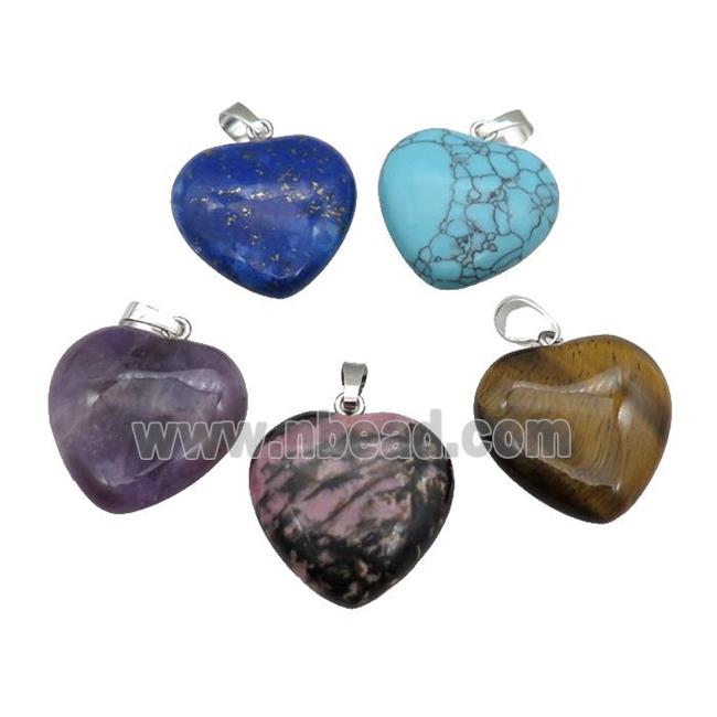 Mixed Gemstone Heart Pendant