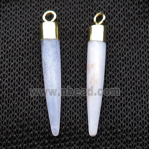 Blue Lace Agate Bullet Pendant Gold Plated