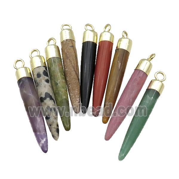 Mix Gemstone Bullet Pendant Gold Plated