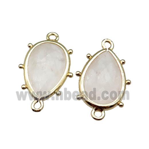 Clear Quartz Connector Faceted Teardrop Gold Plated