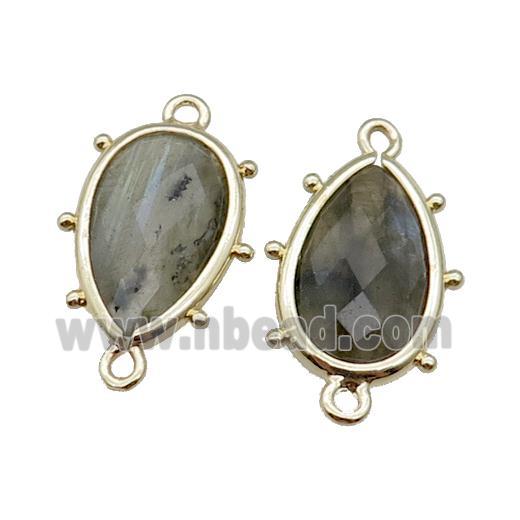 Labradorite Connector Faceted Teardrop Gold Plated