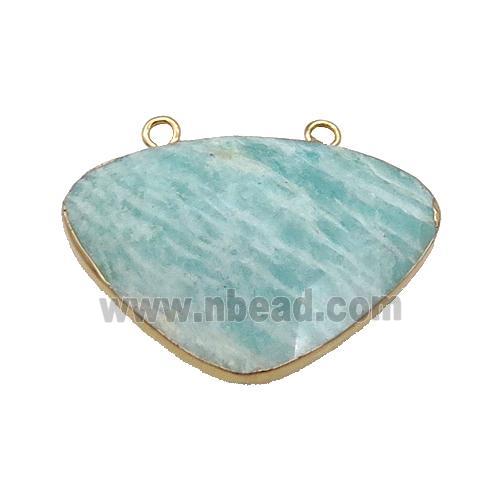 Green Amazonite Triangle Pendant With 2loops Gold Plated