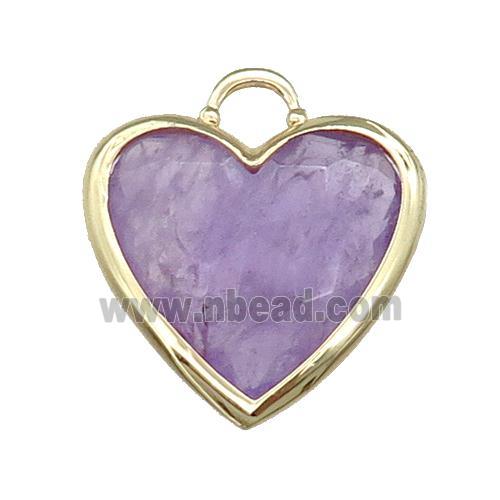 Purple Amethyst Heart Pendant Faceted Gold Plated