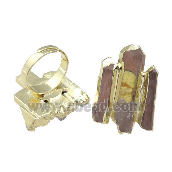 Crystal Quartz Stick Ring Adjustable Gold Plated