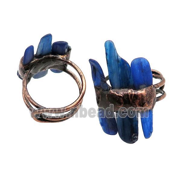 Blue Kyanite Ring Adjustable Antique Red