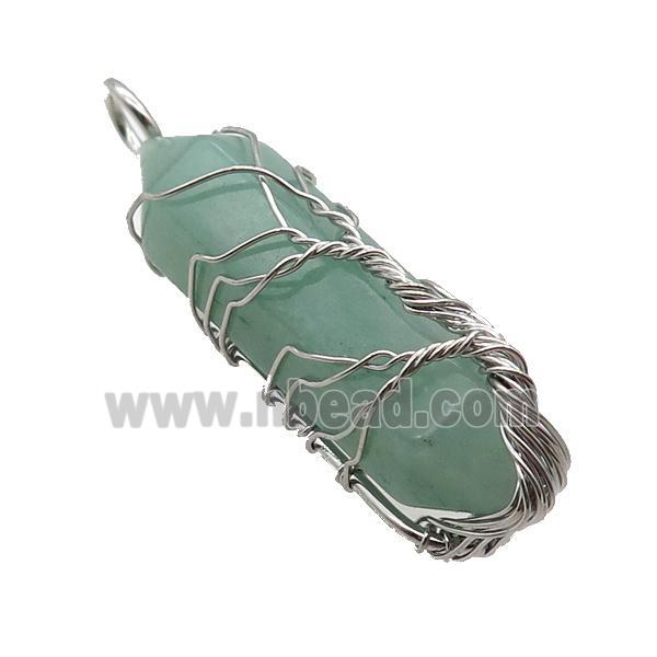 Green Aventurine Bullet Pendant Tree Wire Wrapped