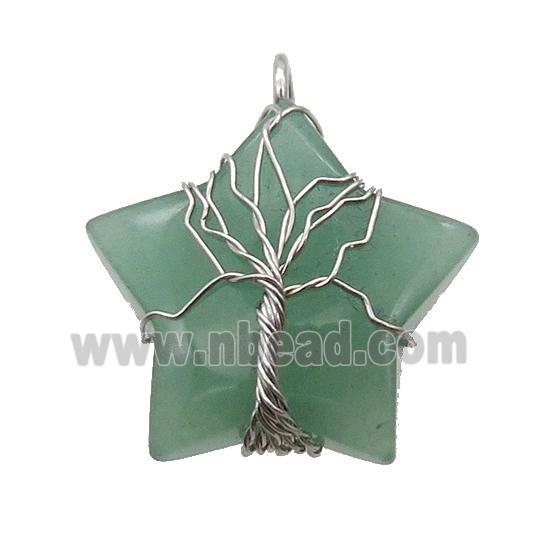 Green Aventurine Star Pendant Wire Wrapped