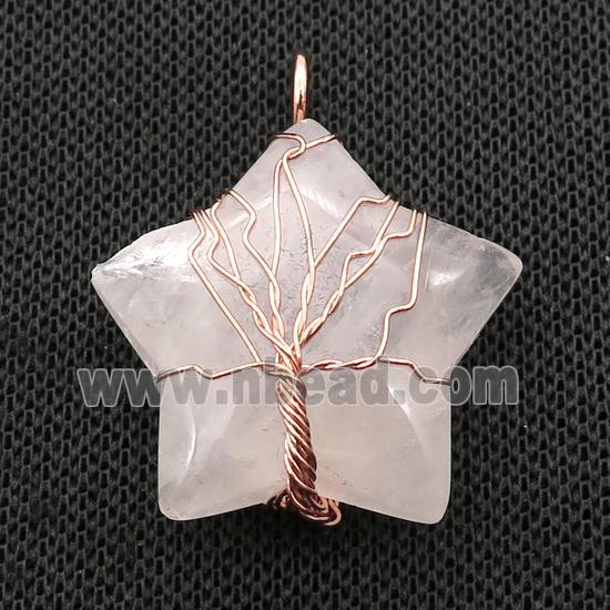 Clear Quartz Star Pendant Tree Wire Wrapped