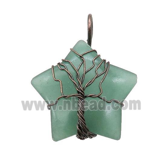 Green Aventurine Star Pendant Tree Wire Wrapped