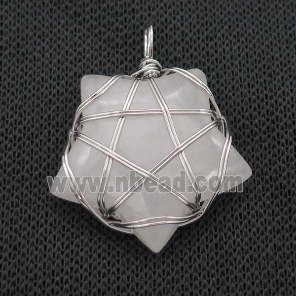 Clear Crystal Quartz Star Pendant Wire Wrapped