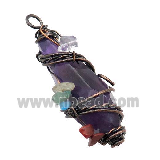 Purple Amethyst Teardrop Pendant Wire Wrapped