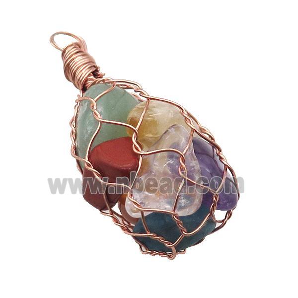 Mix Gemstone Chip Pendant Wire Wrapped