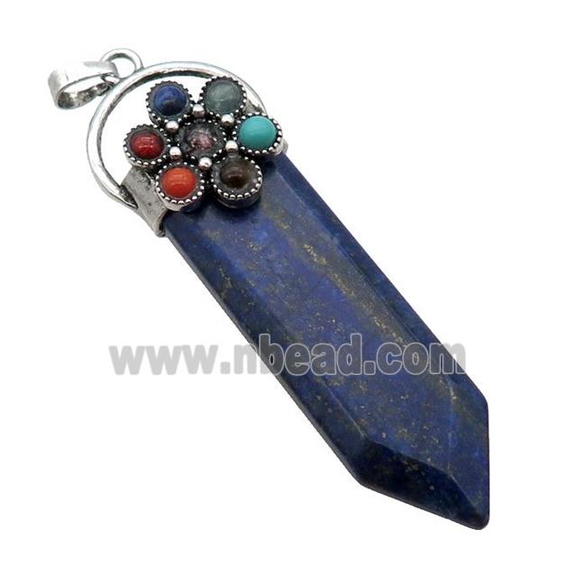 Blue Lapis Lazuli Arrowhead Pendant Chakra Antique Silver