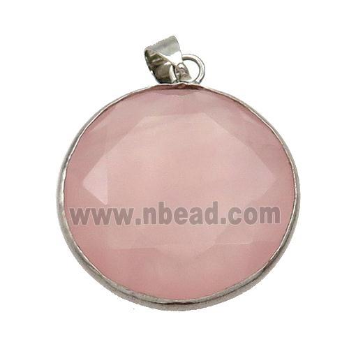 Pink Rose Quartz Button Pendant