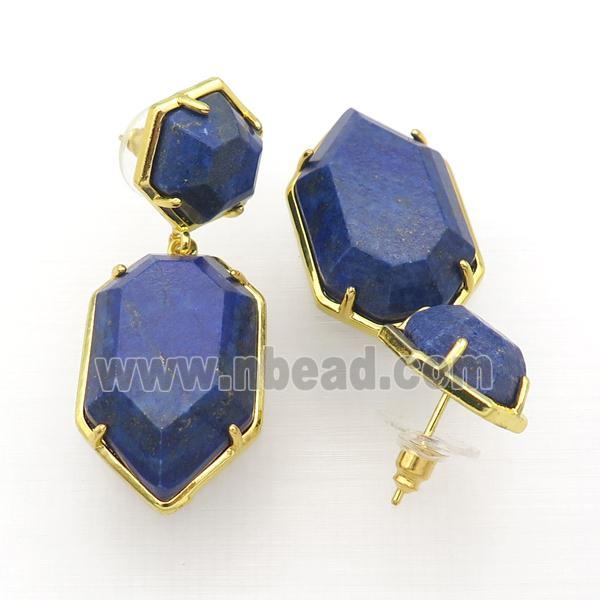 Blue Lapis Copper Stud Earring Gold Plated