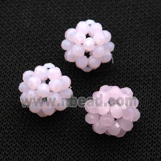 Pink Crystal Glass Ball Cluster Beads