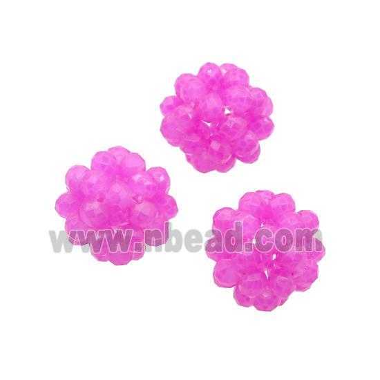 Hotpink Crystal Glass Ball Cluster Beads