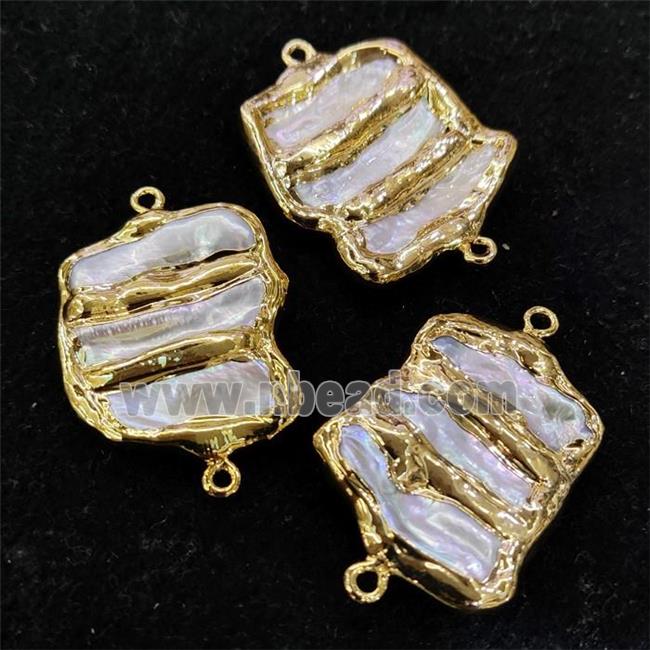 Natural Freshwater Pearl Connector Gold Plated