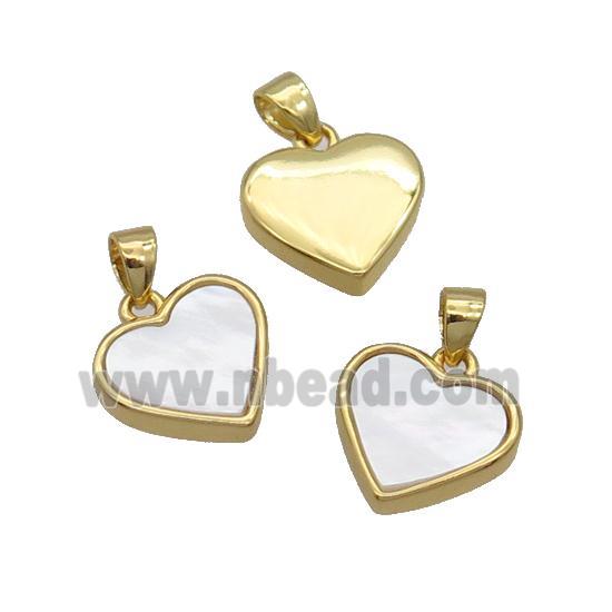 White Paerlized Shell Heart Pendant Gold Plated