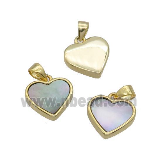 Gray Abalone Shell Heart Pendant Gold Plated