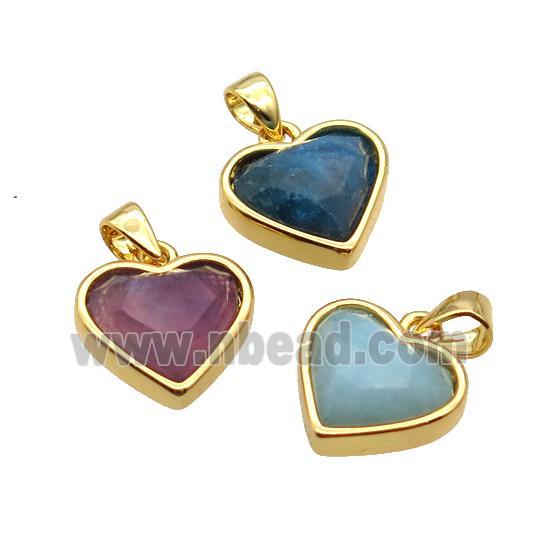 Mixed Gemstone Heart Pendant Gold Plated