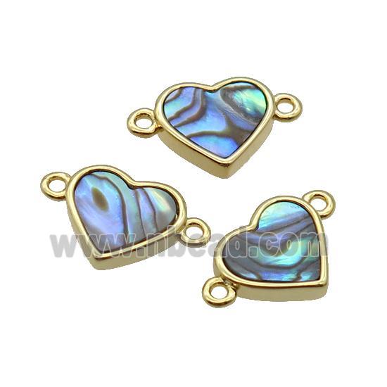 Abalone Shell Heart Connector Gold Plated