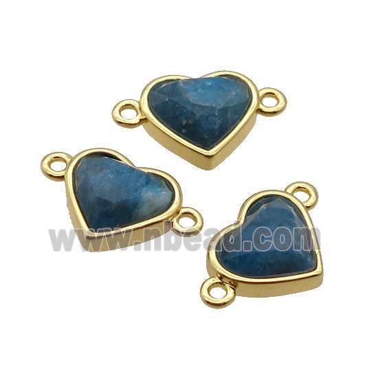 Blue Apatite Heart Connector Gold Plated