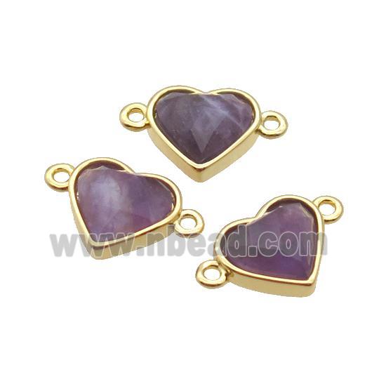 Amethyst Heart Connector Gold Plated
