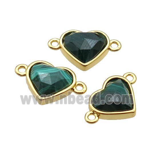 Natural Malachite Heart Connector Gold Plated