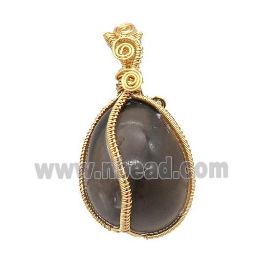 Tiger Eye Stone Nugget Pendant Freeform Wire Wrapped